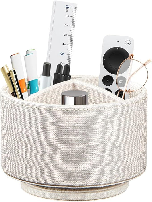 TV Remote Control Holder for Table, 360 Swivel Pen Holder for Desk Organizers and Accessories, Nightstand Organizer Caddy for Media Controllers/Office Supplies, Bedside Decorations for Living Room