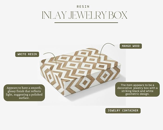 Decorative Storage Box, Handmade Chevron Pattern, Boho Style, Multipurpose Gift Box (yellow black white zigzag, 8X4X2.5 Inch)