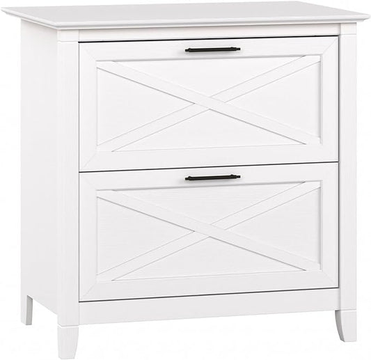 Bush Home Key West 2 Drawer Lateral File Cabinet in Pure White Oak, Document Storage for Home Office, Accent Chest with Drawers