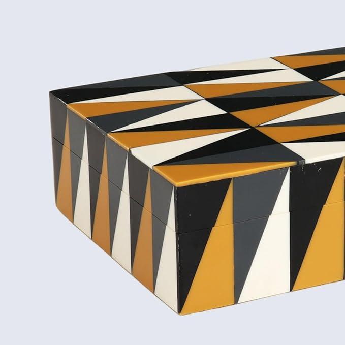 Handicrafts Home Small Decorative Storage Box with Lid – Black and White Keepsake Box, Decorative Trinket Box for Jewelry, Desk Organizer, Coffee Table & Shelf Decor – Puzzle Guild 8 x 5 x 2
