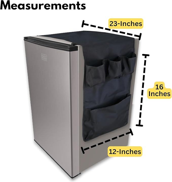 Iconikal Kitchen Over-Top Mini Fridge Beverage Cooler Pocket Organizer for Food, Spices, Utensils, Black