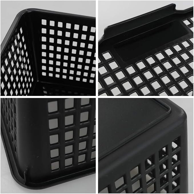 3-pack Plastic Storage Bins Basket For Organizing (Black)