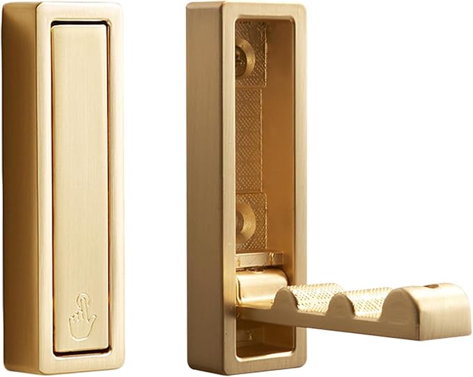 2Pcs Folding Coat Hooks, Heavy Duty Foldable Hooks Made of Zinc Alloy, Foldable Gold Wall Hooks for Bathroom, Entryway, Closet, Pool and Kitchen are Coat, Key Backpack, Storage Solutions(Gold)