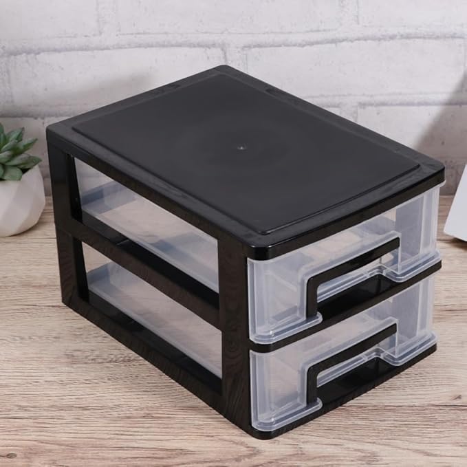 STOBAZA Double Layer Plastic Storage Drawer Cabinet 8.30X5.98X5.19In Portable Desktop Organizer for Office Study Kitchen Multifunction Storage Rack