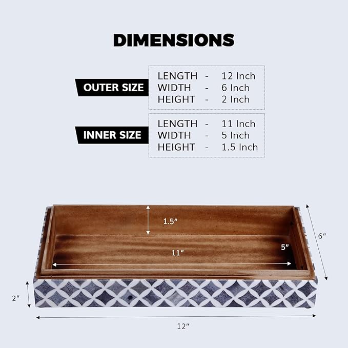 Handicrafts Home Large Decorative Storage Box with Lid â 12x6x5â Coffee Table Organizer, Keepsake- Decorative Boxes for Home Decor, Stylish Decorative Box for Office Decor- Slate White Star
