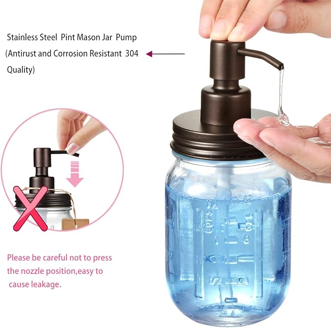Mason Jar Bathroom Accessories Lids Set(4pcs) - Jar Not Included - Soap Dispenser,Toothbrush Holder, Apothecary Jars Lids for Regular Mouth Mason Jars - Rustproof Stainless Steel，Bronze