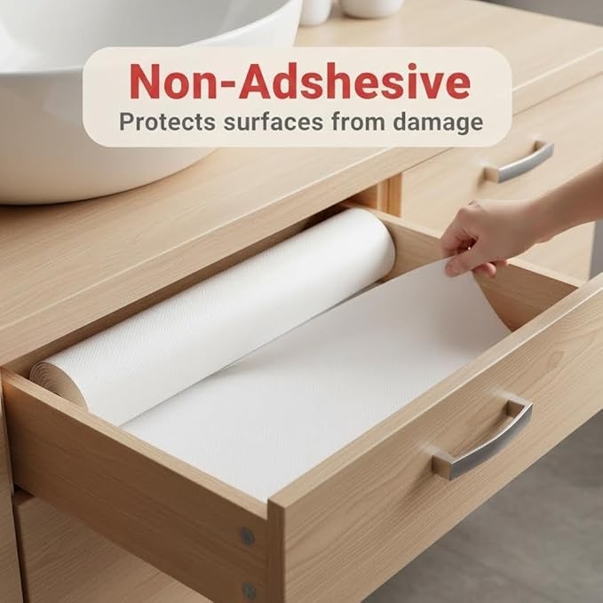 Coavas Extra Grip Thickened Shelf and Drawer Liner - Non-Adhesive Non-Slip Waterproof Mats for Kitchen Cabinets, Drawers, Shelves, Dresser & Cupboard, Easy Cut DIY (White, 12IN x 20FT)