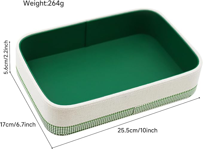 TUNJILOOL Jewelry Tray Leather Valet Jewelry Box Nightstand Organizer, Bedroom Dresser Bedside Organizer Countertop Catch Key,Wallet,Phone,Watch,Coin,Glass Unique House Warming Gifts