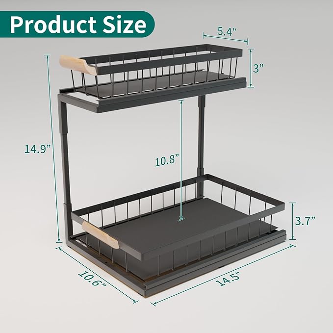 MARIE Under Sink Organizer and Storage,Pull Out Cabinet Organizer Slide Out Sink Shelf Cabinet Storage Shelves, Under Sink Storage for Kitchen Bathroom Cabinet