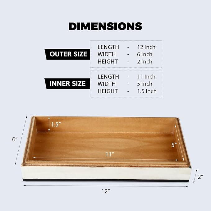 Handicrafts Home Large Decorative Storage Box 12x6– Coffee Table Organizer Box, Modern Home Décor Accent, Keepsake Memory Box, Jewelry Storage Box, Boho Decorative Box with Lid for Shelf, Mantle Decor