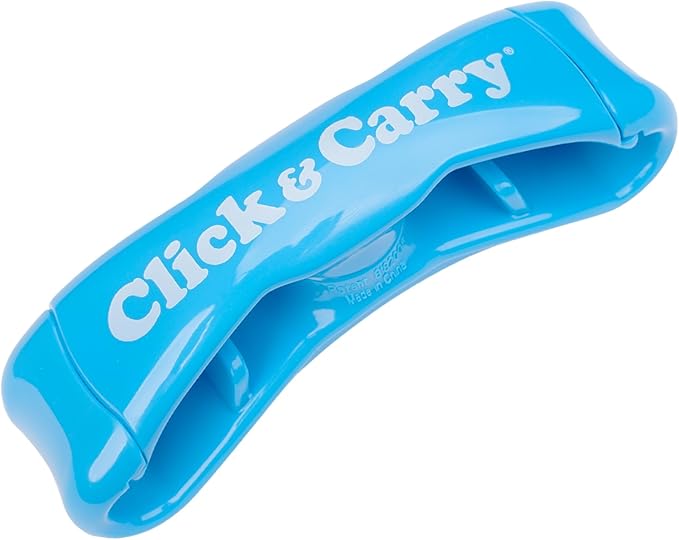 Click & Carry Grocery Bag Carrier Handle - Carry More in Fewer Trips, 100lb Capacity, Hands-Free, Gel-Padded Ergonomic Design, Shopping & Grocery Bag Holder - As Seen On Shark Tank, Blue, 1 Pack
