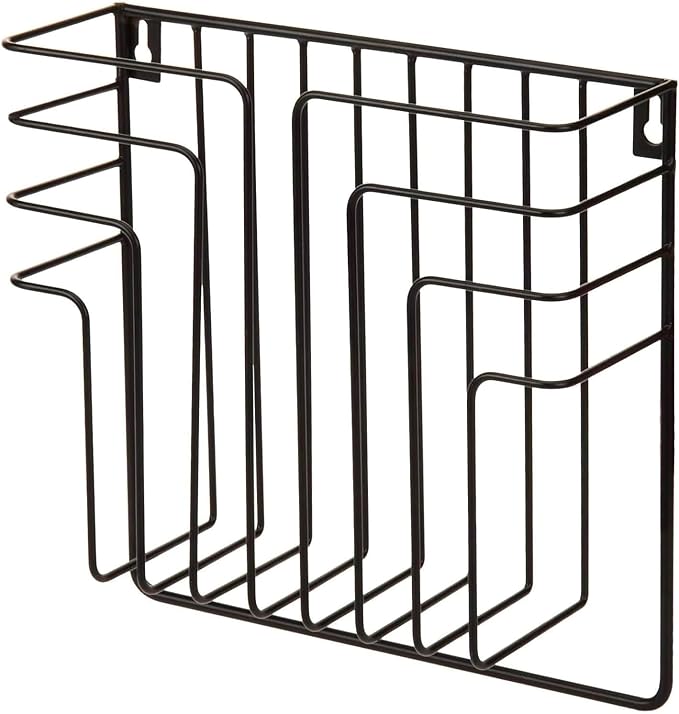 MyGift Modern Design Black Metal Wire Wall Mounted Magazine and File Folder Holder Organizer Rack