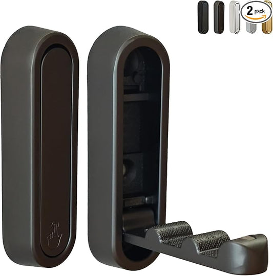 Foldable Wall Hooks Heavy Duty - Zinc Alloy Hidden Handle with Anchors/Screws, Space-Saving for Bathroom, Kitchen, Closet, 33lb Capacity, Wall Mounted (Gray, Count, 2)
