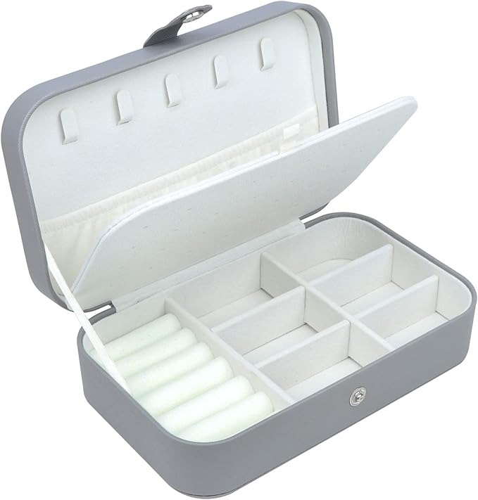 Travel Jewelry Box,Upgraded Travel Jewelry Case,Portable Jewelry Boxes for Women,PU Leather Jewelry Box,Travel Jewelry Organizer for Necklaces,Rings,Earrings,Bracelets,Black