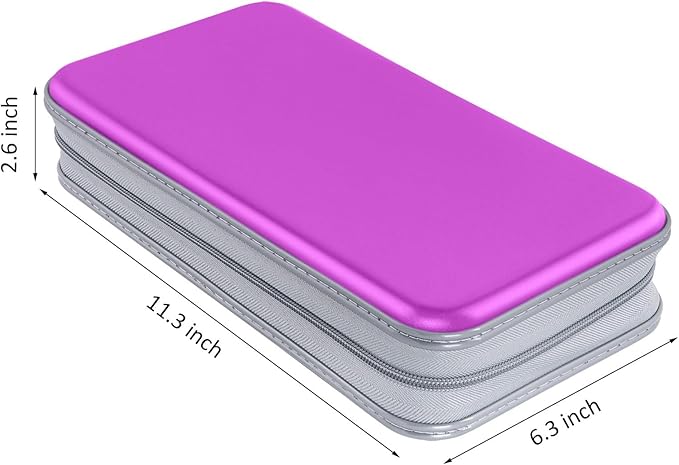 CD Case, Siveit DVD Case Holder 96 Capacity Hard Plastic CD DVD Disc Cases Storage Binder Wallet for Car Home Office Travel (Purple)