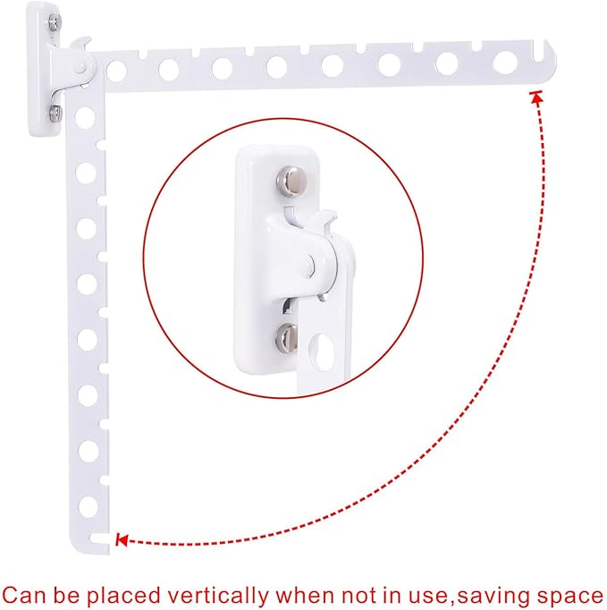 Wall Mount Clothes Hanger Stainless Steels Laundry Hanger Dryer Rack White Retractable Clothes Rack Wall Hangers for Clothes Closet Wall Mounted Clothes Hanger 2 Pack