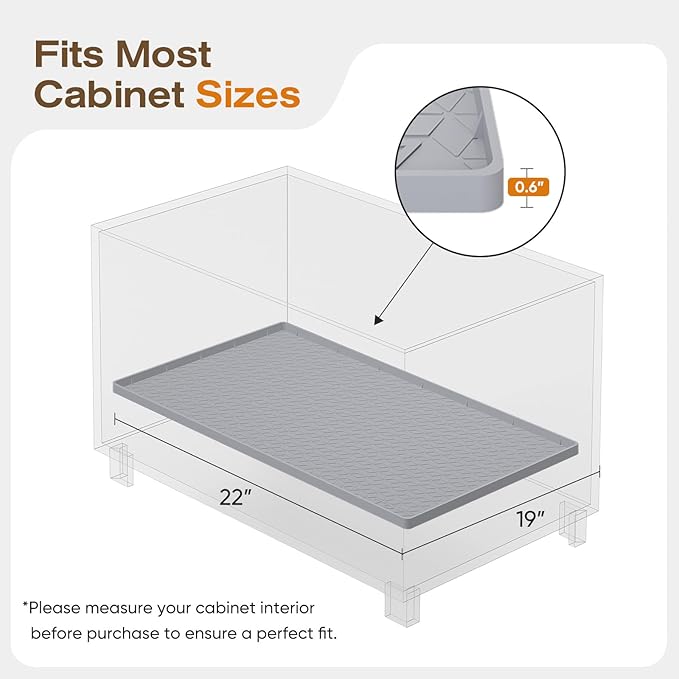 TRZZ Silicone Waterproof Under Sink Mat 22" x 19", Drip Tray and Cabinet Liner for Kitchen and Bathroom, Prevents Water Damage and Organizes Cabinets (Brown)