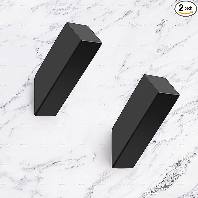 NINETREX Black Towel Hooks Matte Black Robe Hook, Modern Towel Hooks SUS 304 Stainless Steel Heavy Duty Wall Hooks Waterproof for Bathroom Bedroom Entryway Coat mudroom Garage, Wall Mounted 2 Pack