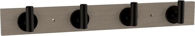 Franklin Brass Post (1-Pack) 16' Coat Rack Wall Mount White Oak Hat Rack with 4 Hooks Mounted Hanging Hook Rail for Clothes, Towels, Purses, Bags, Kitchen, Entry, Closet Organization B48030K-480-C