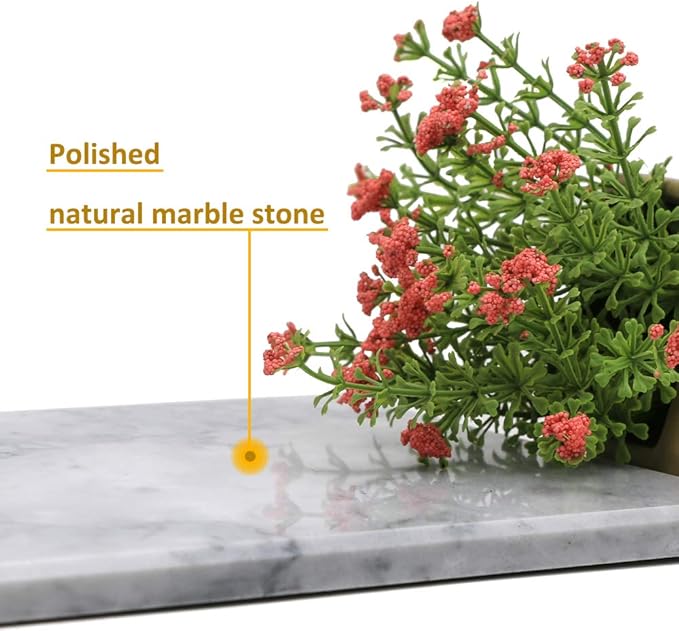 Rectangular Marble Vanity Tray for Counter, Bathroom, Dresser, Nightstand or Desk, 11-5/8" x 6-1/4"