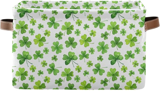 St Patrick Storage Basket,Large Storage Bin Fabric Collapsible Organizer Bag with Handles 15x11x9.5 inch