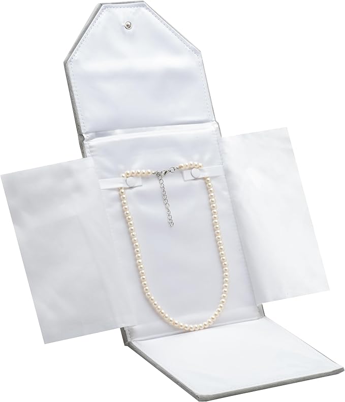 Velvet Necklace Jewelry Travel Folder Storage Display Case (Grey)