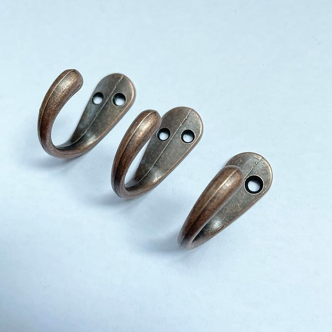 6 Pack Coat Hooks Heavy Duty, Antique Copper Single Entryway Hooks for Wall Door, Metal Utility Hook for Hanging Clothes Jackets Robes Towels Hats Keys Bags Cups