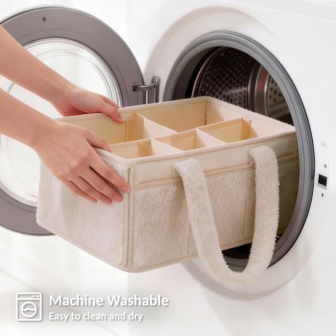 luxury little Soft Baby Diaper Caddy Organizer, Nursery Storage Basket with Removable Divider, Portable Baby Diapers Basket, Gifts for New Parent, Baby Shower, Newborn Must-Have Essentials, Ivory