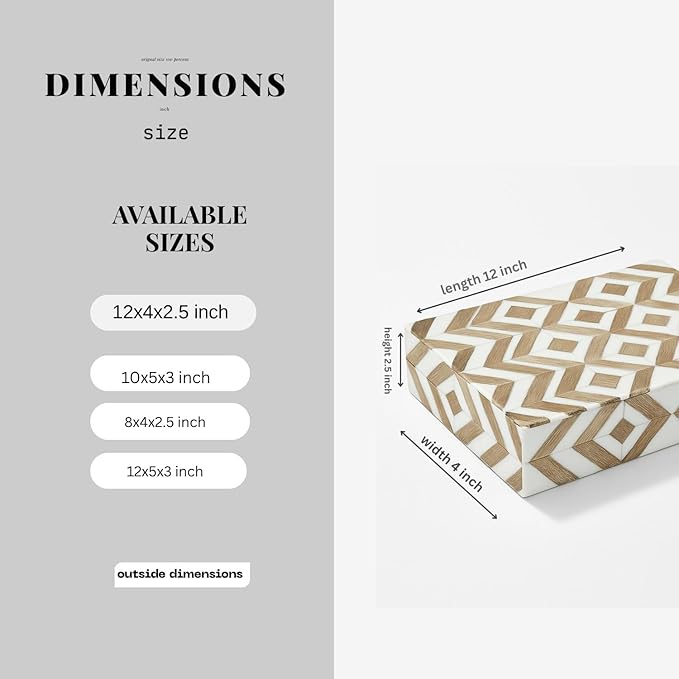 Decorative Storage Box, Handmade Chevron Pattern, Boho Style, Multipurpose Gift Box (yellow black white zigzag, 8X4X2.5 Inch)
