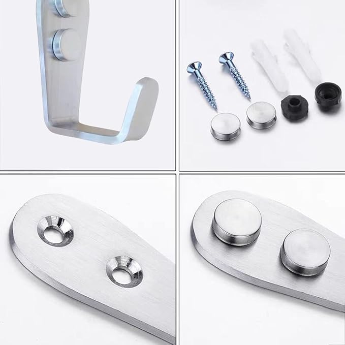 Coat Hooks Wall Mounted, 6 Pack Single Entrance Hooks Heavy Duty Brushed Wall Hook Stainless Steel, Large L Metal Hook for Hanging Clothes Jackets Robes Towels Hats Keys Bags Cups, Silver