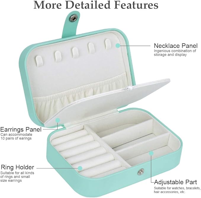 jiemei Jewelry Box, Travel Jewelry Organizer Cases with Doubel Layer for Women’s Necklace Earrings Rings and Travel Accessories