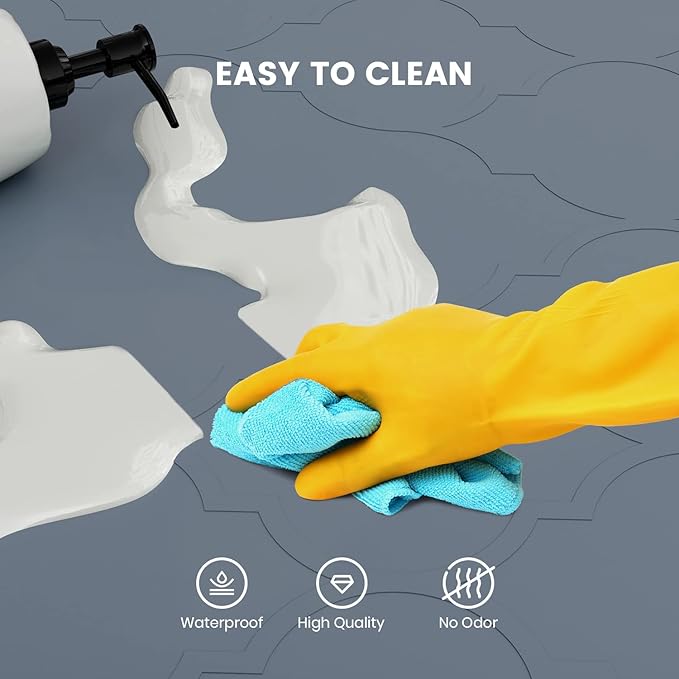 Under Sink Mat, 34" x 19" Silicone Kitchen Cabinet Tray, Waterproof & Flexible Under Sink Liner for Kitchen Bathroom and Laundry Room