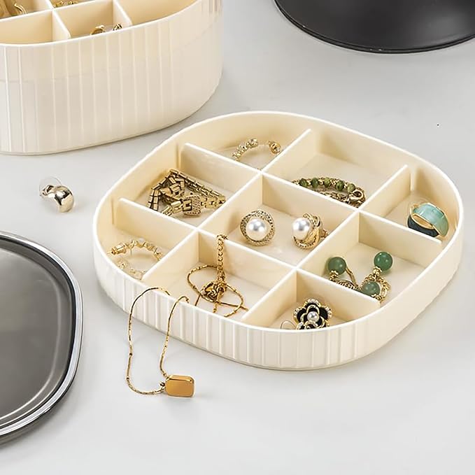 Jewelry Box, 3-Layer Acrylic Jewelry Organizer with Handle, Clear Jewelry Boxes for Women Girls, Make up Organizer, Jewelry Storage Holder (Cream)