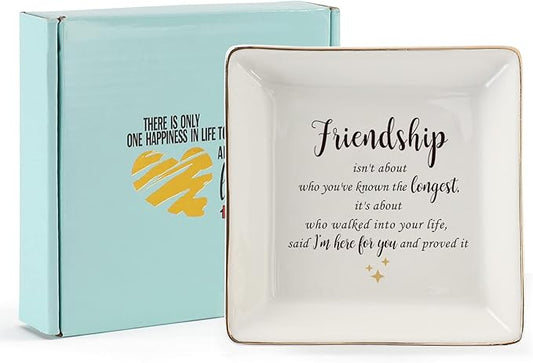HOME SMILE Friendship Ring DishãDecorative Tray-Friendship is not about who you've known the longest-Birthday Day Gifts for Betie,BFF-Sentimental Inspirational Gift for Cheer Up Women,Her