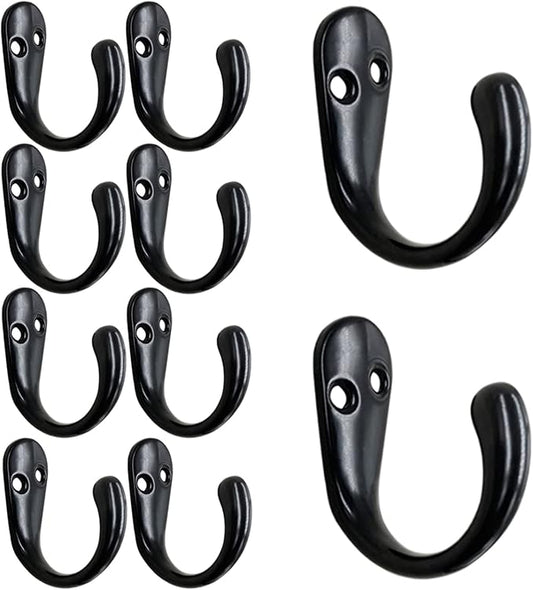Gutapo 20pcs Black Single Prong Robe Hook, Zinc Alloy Coat Hooks Wall Mounted for Hanging Towel Hooks with 44 Screws for Coats Bag Scarf Key Hat Cup