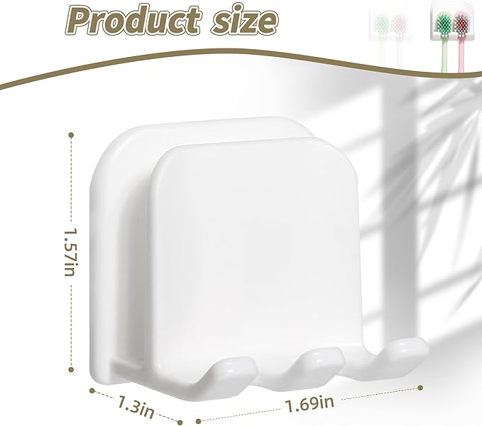 2-Piece Set of White self-Adhesive Wall-Mounted Waterproof Toothbrush Holders, Electric Toothbrush Holder for Bathrooms，Suitable for Bathroom Showers.
