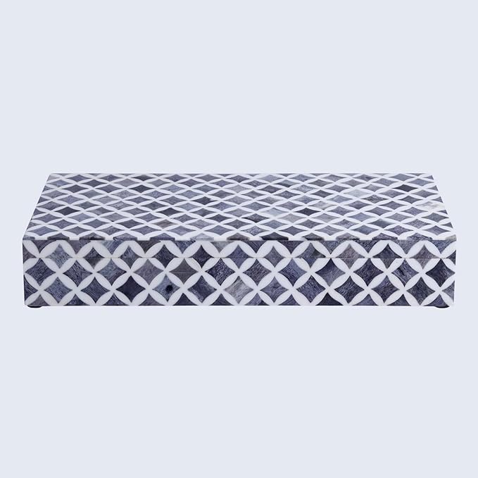 Handicrafts Home Large Decorative Storage Box with Lid â 12x6x5â Coffee Table Organizer, Keepsake- Decorative Boxes for Home Decor, Stylish Decorative Box for Office Decor- Slate White Star