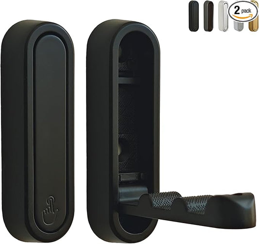 Foldable Wall Hooks Heavy Duty - Zinc Alloy Hidden Handle with Anchors/Screws, Space-Saving for Bathroom, Kitchen, Closet, 33lb Capacity, Wall Mounted (Black, Count, 2)