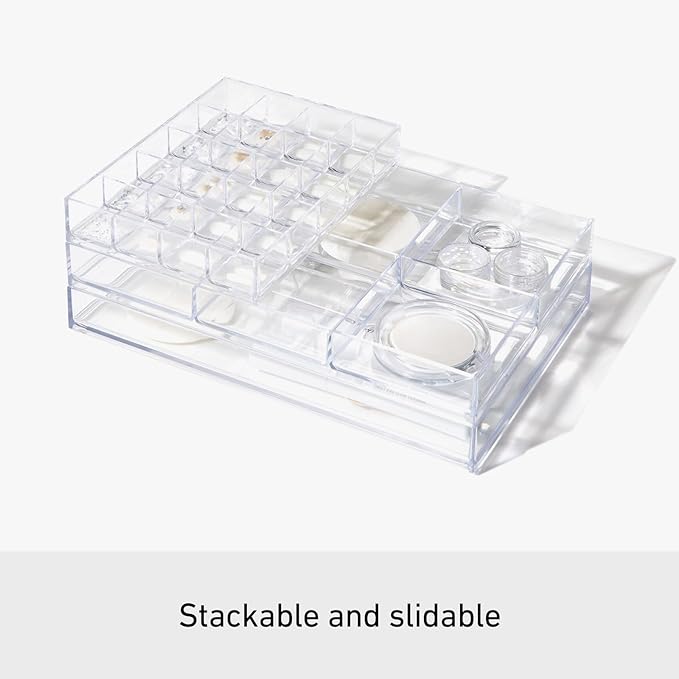 Like-it | MX-T10 | System Tray | Stackable Organizer | Drawer Organizer | A6 | 20 Divide |4.53" × 6.06" × 1.18" | Clear |