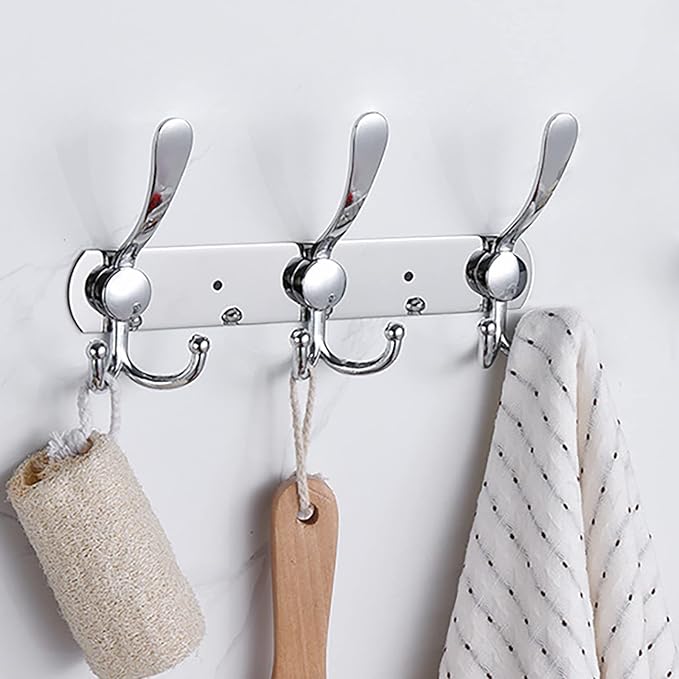 Coat Rack Wall Mounted,3 Tri Stainless Steel Coat Hook for Coat Hat Robes Towel in Mudroom Entryway (Sliver, 1 Pack 3 Hook)