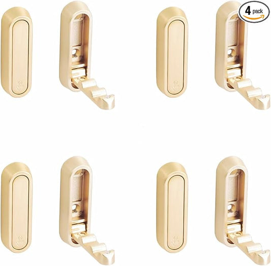 4 Pack Gold Folding Wall Hooks - Heavy Duty 40lbs Foldable Coat Hooks for Bathroom, Closet & Entryway | Decorative Zinc Alloy Towel/Robe/Bag Hangers | Space Saving Wall Mounted Hooks