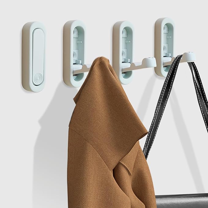 4Pcs Folding Coat Hooks, Heavy Duty Foldable Hooks Made of Zinc Alloy, Foldable Wall Hooks for Bathroom, Closet, Entryway, Pool and Kitchen are Coat, Backpack, Key Storage Solutions(White)