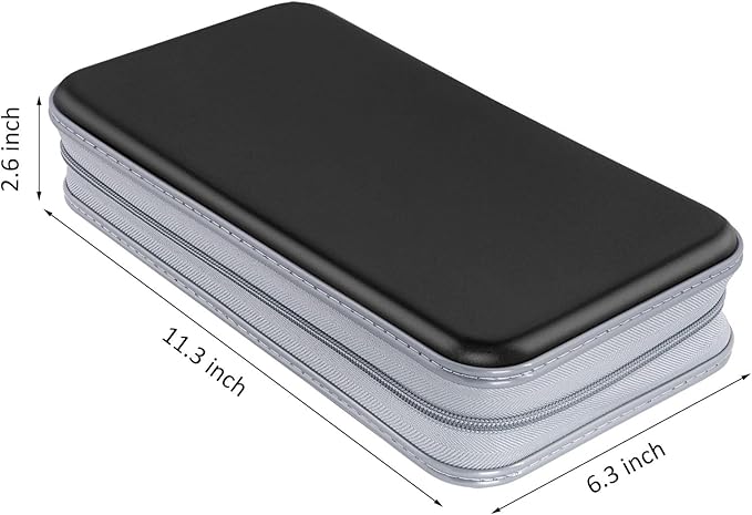 CD Case, DVD Case Holder 96 Capacity Hard Plastic CD DVD Disc Cases Storage Binder Wallet for Car Home Office Travel (Black)