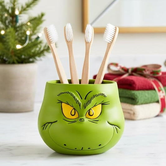 Dr. Seuss The Grinch Holiday Christmas Toothbrush Holder - Makeup Brushes/Pens Tumbler, (Officially Licensed Product) by Franco Collectibles