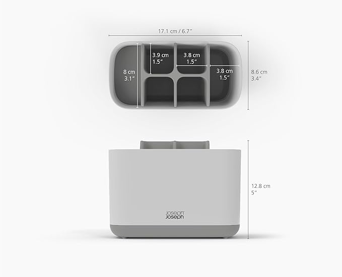 Joseph Joseph EasyStore Stainless-Steel Toothbrush Holder Bathroom Storage Organizer Caddy, Large