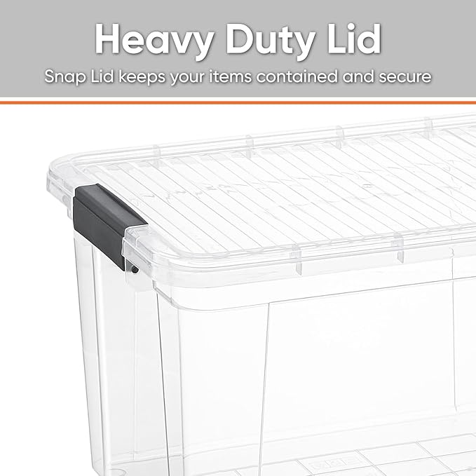 Superio Small Storage Bins with Lids- 6 Pack, 4.75 Qt Clear Boxes for Organizing, Stackable Plastic Containers- BPA Free, Non-Toxic, Odor Free, Organizer for Home, Office, Dorm