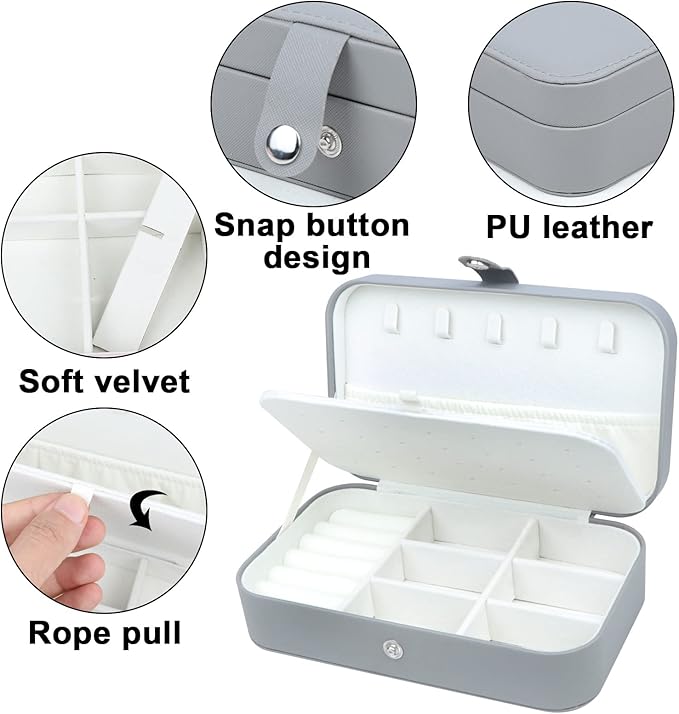 Travel Jewelry Box,Upgraded Travel Jewelry Case,Portable Jewelry Boxes for Women,PU Leather Jewelry Box,Travel Jewelry Organizer for Necklaces,Rings,Earrings,Bracelets,Black