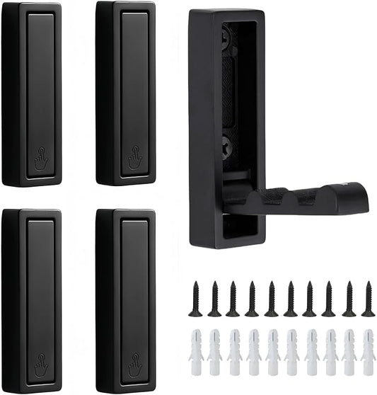 Wall Hooks, 5Pcs Folding Hook Zinc Alloy Coat Hooks Wall Mounted for Hanging Heavy Duty, Towel, Coats, Hanger, Bag, Hat, Backpacks, Earphone, Screws (Black)
