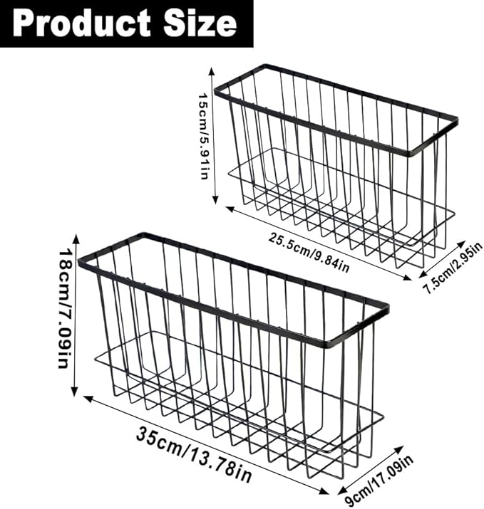 2PC Lid Organizers Inside Cabinet, Cabinet Door Organizer, Self-Adhesive Storage Box, Wall Mounted Metal Storage Boxes,Bathroom/Cabinet/Kitchen Items Organiser Storage Box