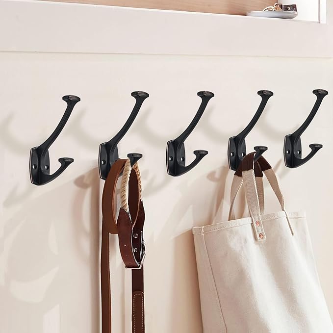 2 Pack Oil Rubbed Bronze Hooks Decorative Heavy Duty Solid Large Coat Hooks for Towel Hanging Coats Robe Wall Mounted Towel Bags Door Back Bathroom Wall Hook.